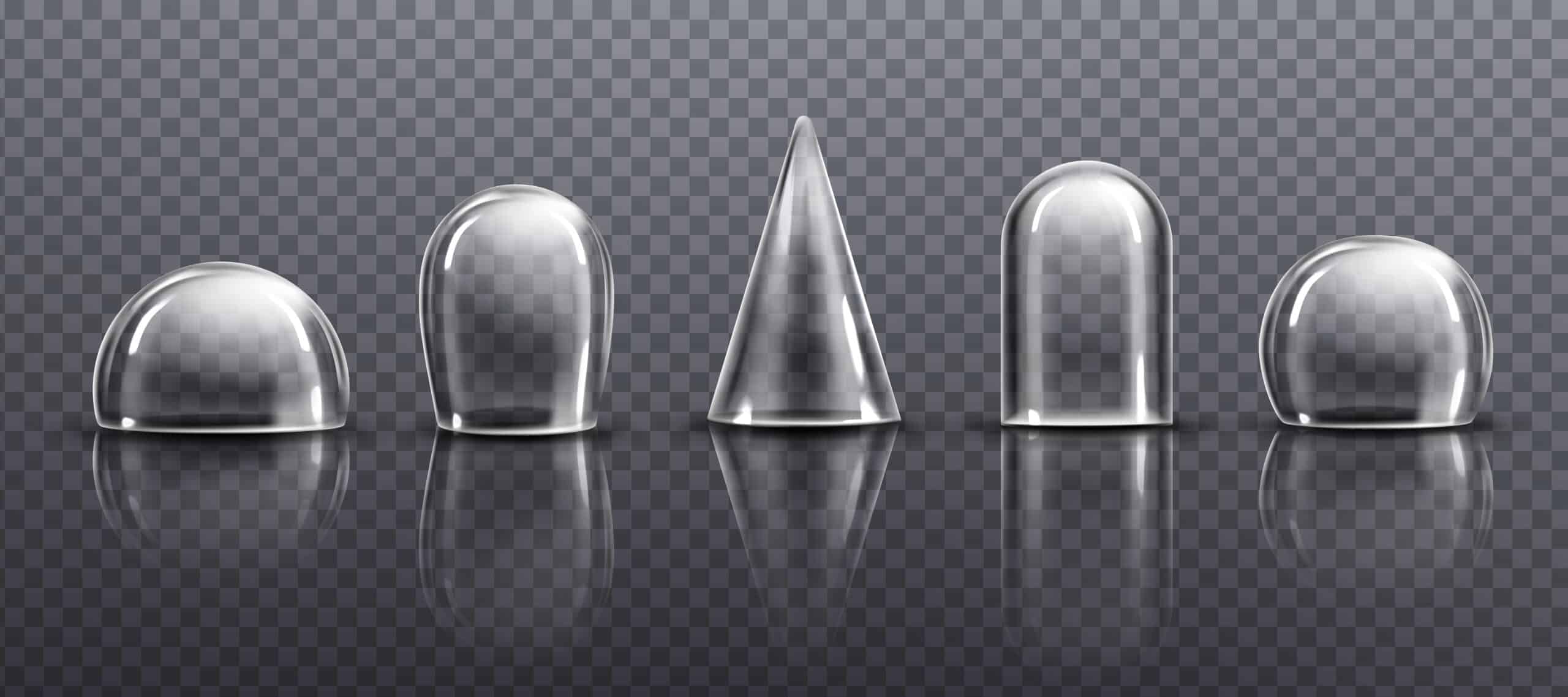 Glass or clear plastic domes different shapes Glass or clear plastic domes different shapes